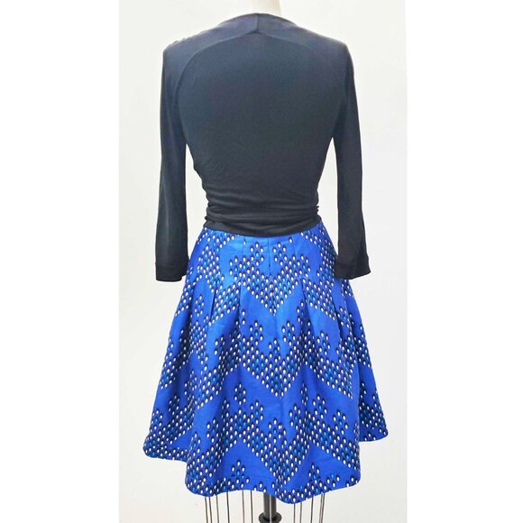 Diane Von Furstenberg DVF Womens Blue Black Jewel Wrap Dress 6 - Picture 4 of 11